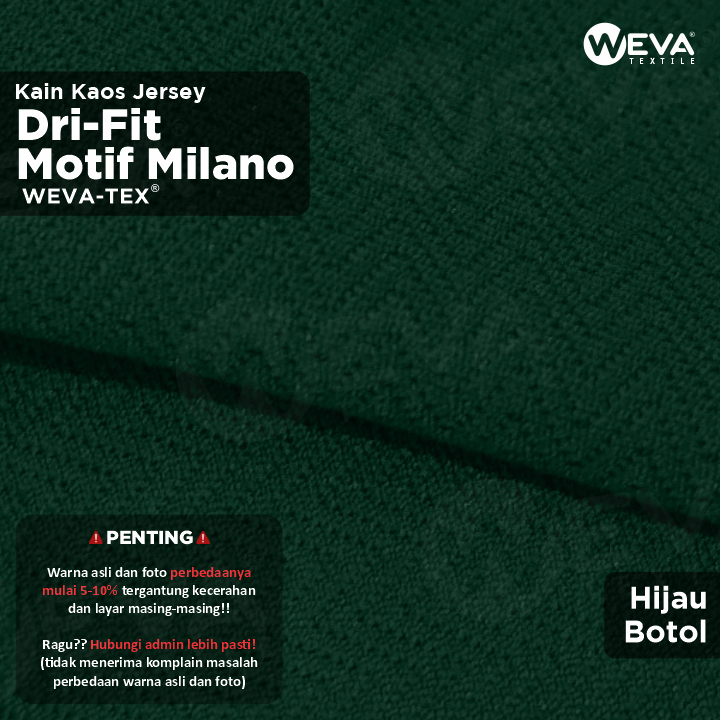 Bahan Kain Jersey Dryfit Milano Hijau Botol - Kain Drifit Weva Textile
