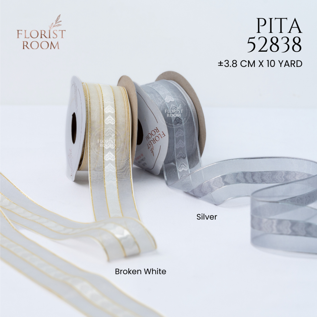 

Pita 52838 ±3.8cm x 10 yard - Hampers Kado Hadiah - Wedding Ribbon Decoration