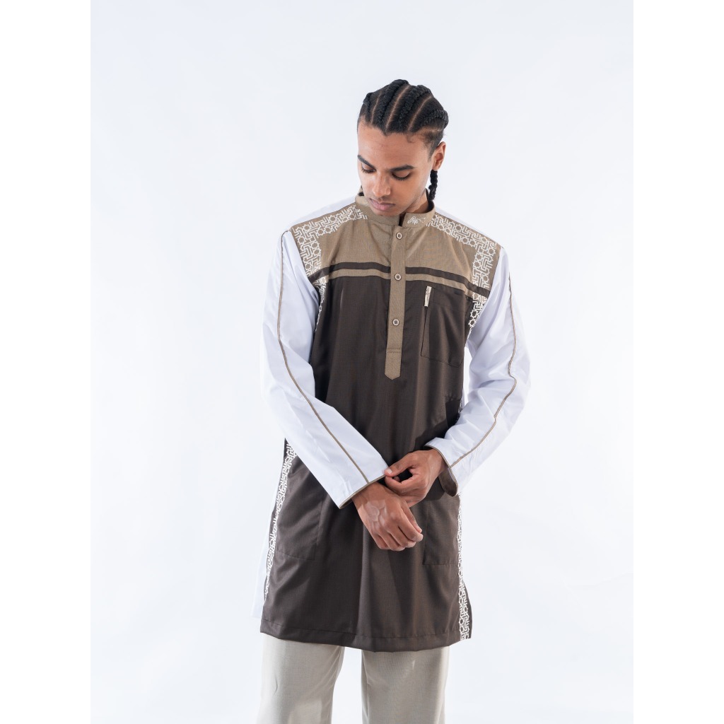 KAMILIANO Kurta Lengan Pendek Pria FARDEEN - DARK BROWN
