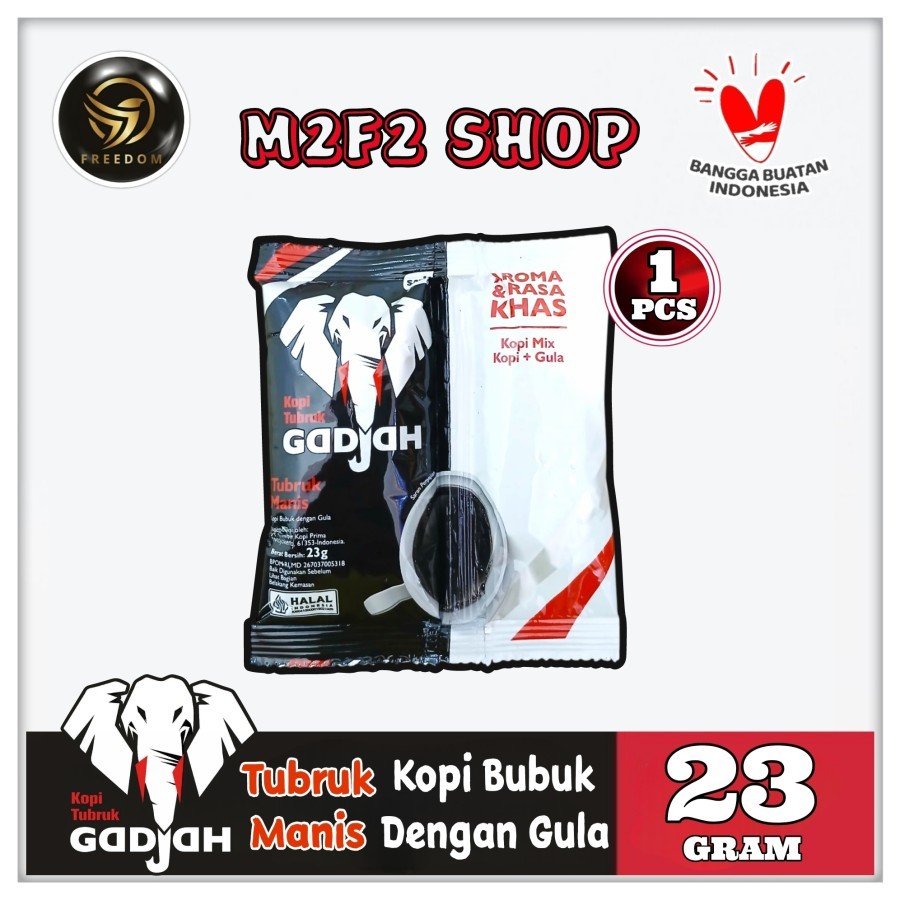 

Kopi Tubruk Gadjah Manis | Kopi Hitam Bubuk + Gula Terpisah Sachet - 23 gr (Kemasan Satuan)