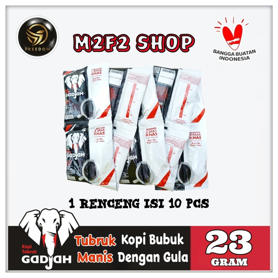 

Kopi Tubruk Gadjah Manis | Kopi Hitam Bubuk + Gula Terpisah Sachet - 23 gr (Kemasan 1 Renceng)
