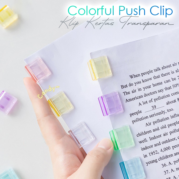 

[ISI 5 PCS] Penjepit Kertas Multifungsi, Klip Kertas Mini Transparan Warna Warni, Binder Colorful Paperclip Paper Push Clip, Binder Clip Warna Pastel