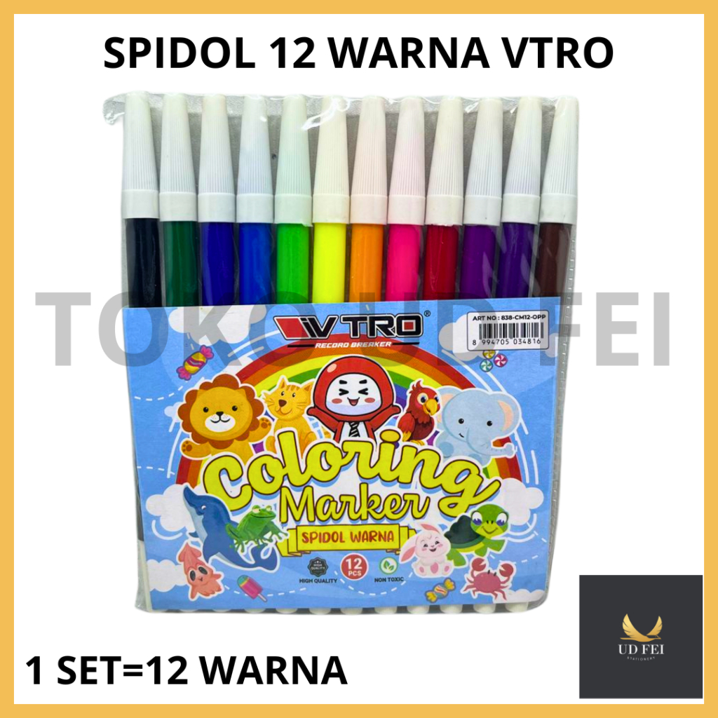 

(1 SET=12 WARNA) SPIDOL 12 WARNA VTRO/ SPIDOL WARNA / SPIDOL VTRO 12 WARNA/ COLORING MARKER VTRO 12