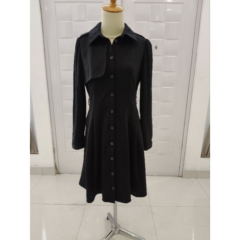 Coat Dress Hitam Starit Wanita