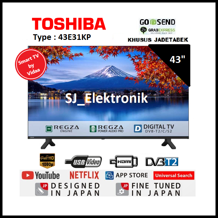 Toshiba 43E31KP Smart TV by VIDAA Full HD DVB-T2 | LED TV 43 Inch
