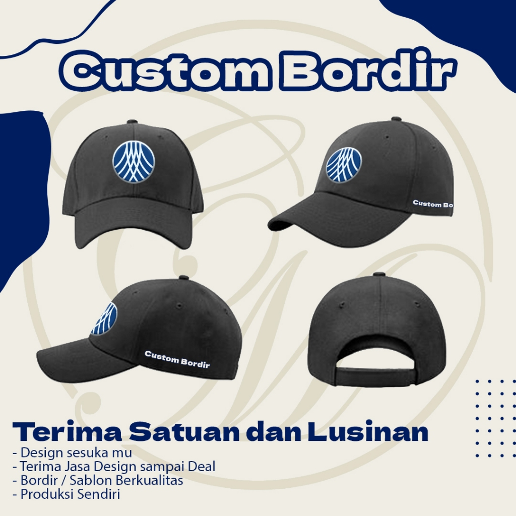 Topi Custom Bordir - Custom Bordir Topi Satuan - Custom Topi - Bordir Topi Murah