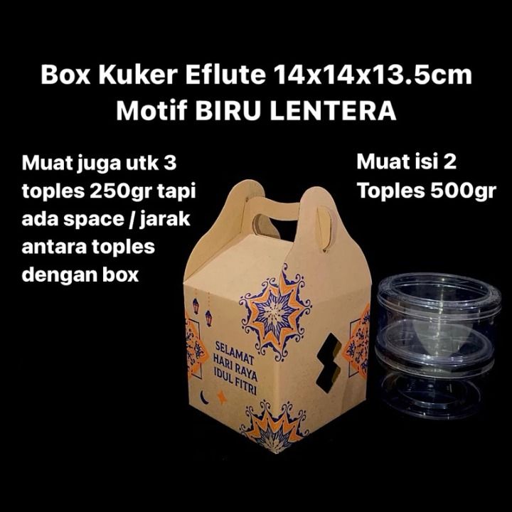 

3 Pcs Box Kue Kering Eflute Muat 2 Toples Biru Lentera 14x14x13.5cm