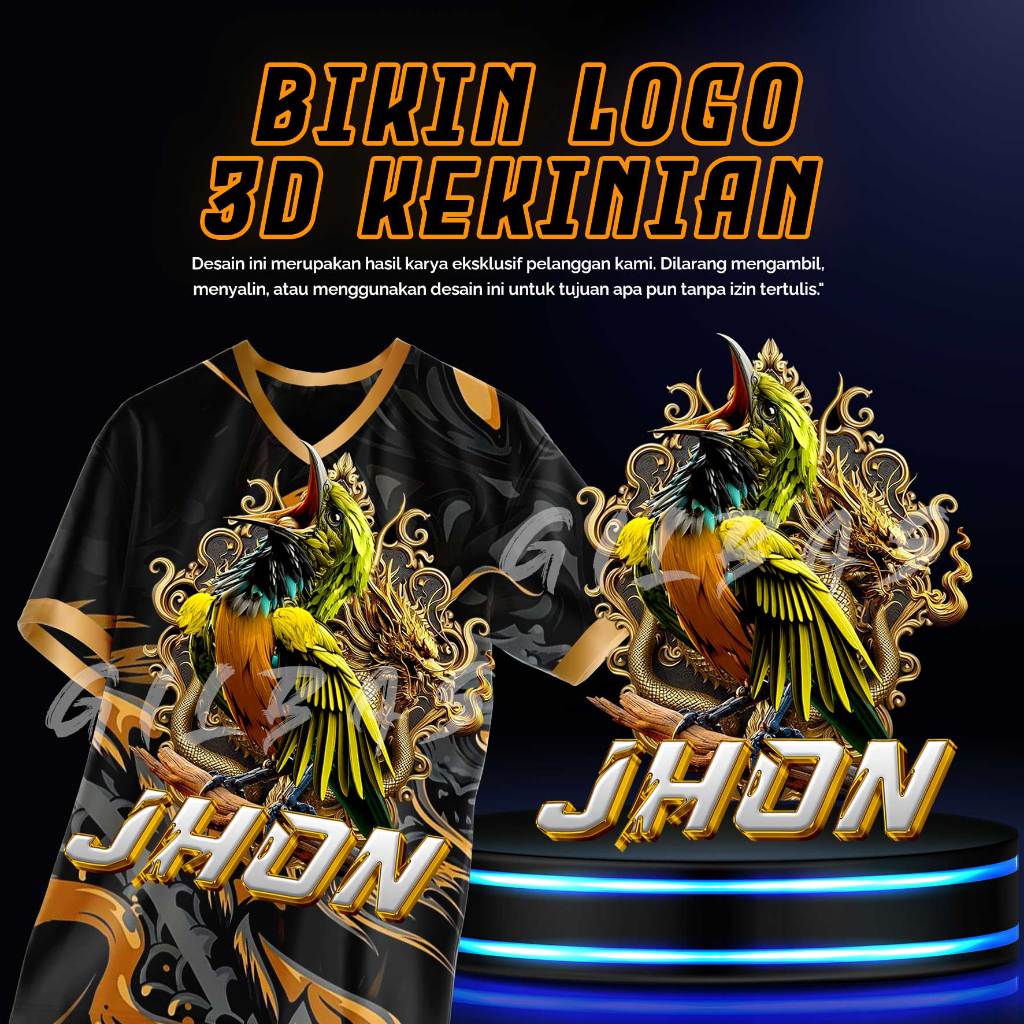 Desain Logo 3D Burung Kicau | Sogon, Murai, Kenari, Konin Custom
