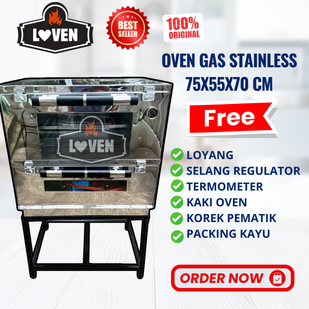 Oven gas 75x55x70 stainless dan galvanis