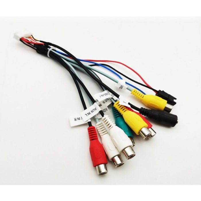 Soket 20 Pin RCA Audio Video Cable Subwoofer Output Socket CVBS Aux In Amp Control Wire Power Harnes