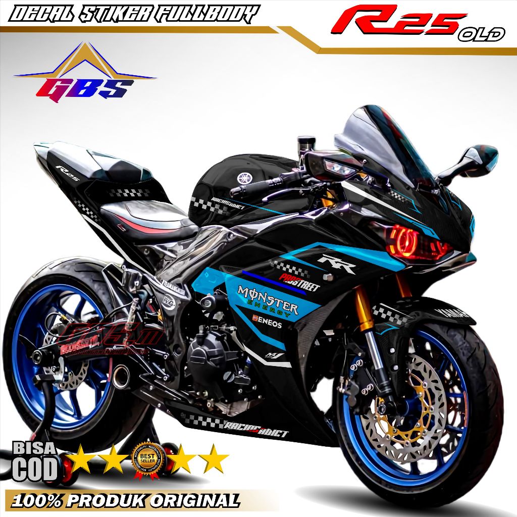 Decal R25 OLD Full Body Motif RR Racing Decal Stiker Yamaha R25 OLD Stiker Full Body