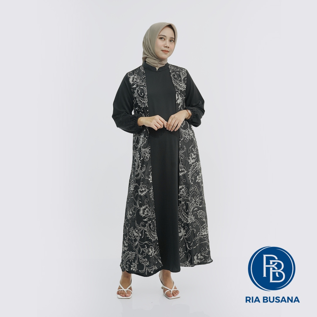 Ria Busana - Agape 88 - Gamis Dewasa Wanita Polos Mix Bunga Art. 2430-MIDIKOMBRENDA