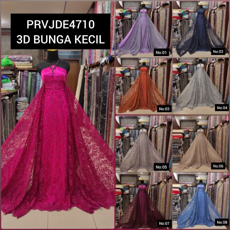 Kain Tile Brokat 3D Bunga Kecil PRVJDE4710 VARIAN