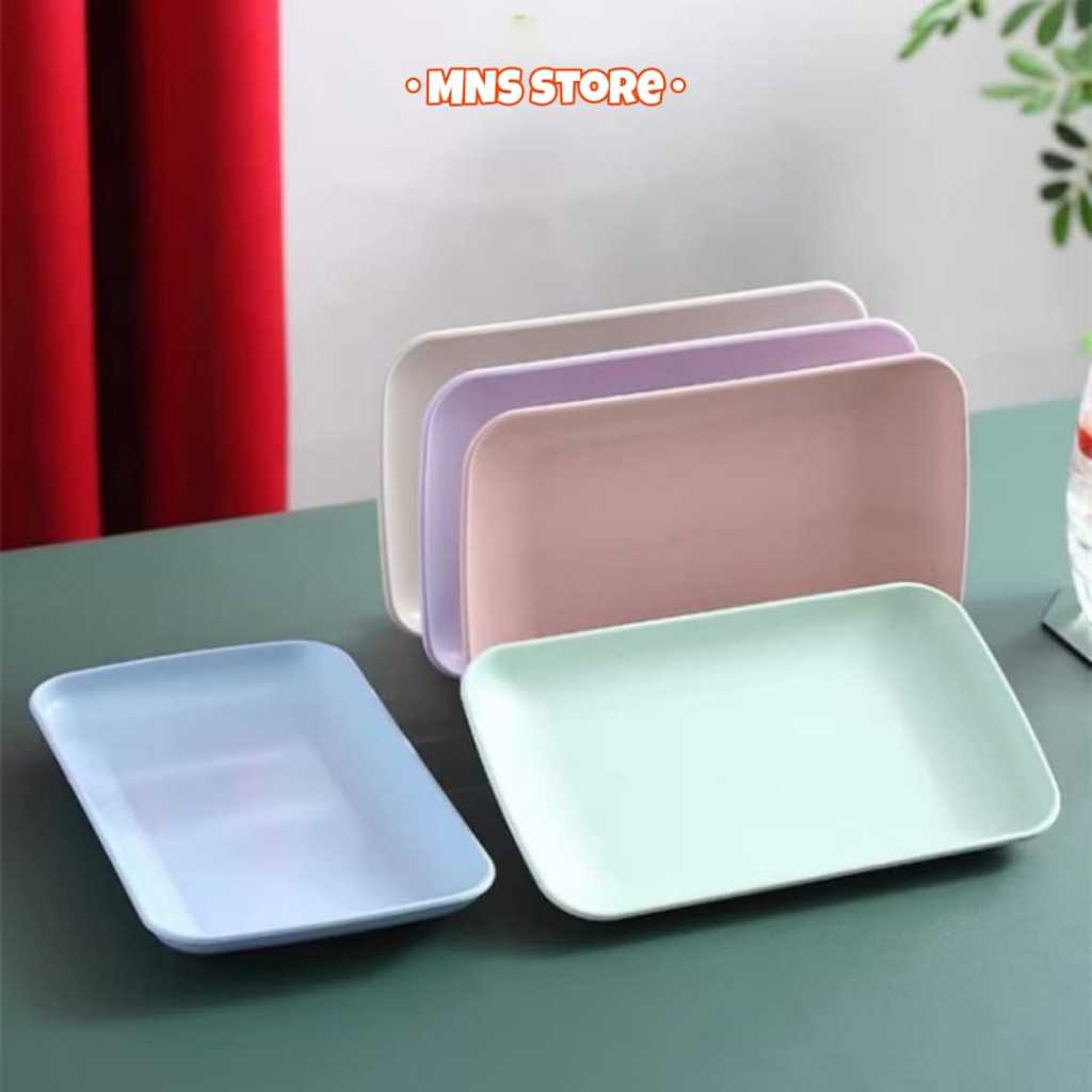 MNS Piring Persegi Panjang Wheat Straw/Piring Kotak Estetik/Piring Sushi Rumah Tangga/Piring Camilan