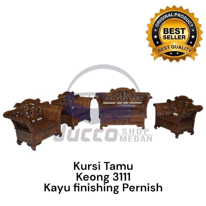 [ JUCCO ] Sofa Tamu Kayu Jepara Minimalis Set - Kursi Tamu Kayu Klasik - Sofa Kayu Jati Jepara 3111 