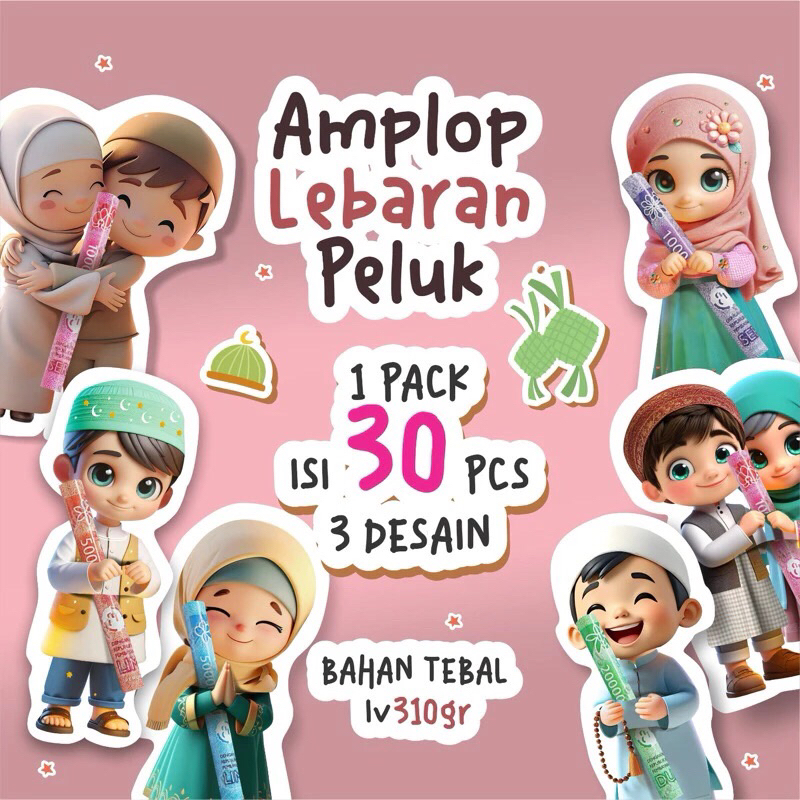 

AMPLOP LEBARAN PELUK 3D (Isi 30 pcs) | AMPLOP LEBARAN LUCU | BAHAN TEBAL IV310gr | AMPLOP LEBARAN PELUK | AMPLOP LEBARAN UNIK