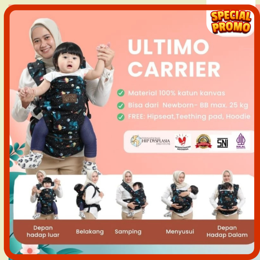 cuddle me ultimo carrier Aero Carrier Gendongan Bayi 4 Posisi Gendong bayi SSC M Shape Hipseat Insta
