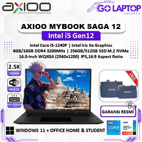 Axioo Mybook SAGA 12 Laptop Intel Core i5-1240P 16.0-inch WQXGA 2.5K Windows 11