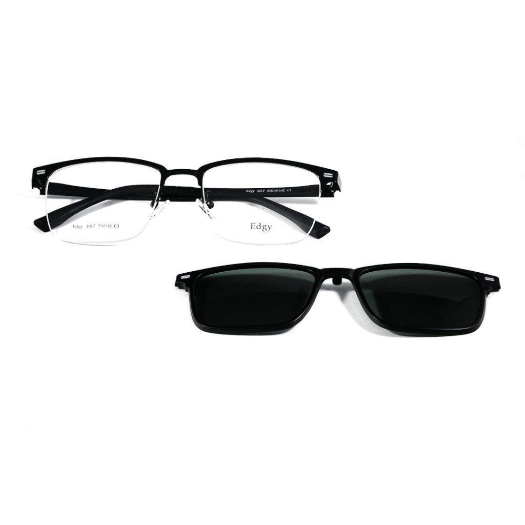 Frame EDGY ; 4017 (WITH CLIP ON) ; C1 (MATTE BLACK-PZ) - 53