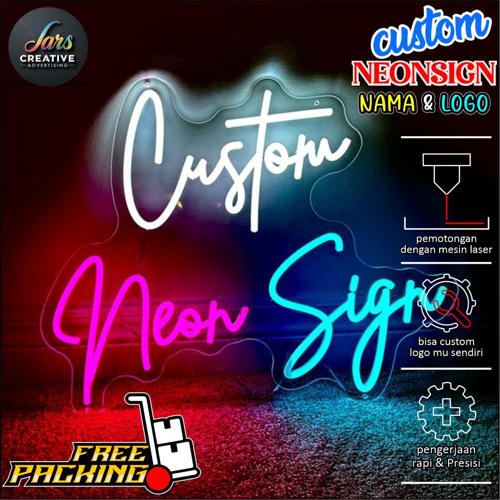 NEONSIGN CUSTOM LAMPU LED HURUF/NAMA LOGO CUTTING AKRILIK LAMPU HIAS PAPAN NAMA