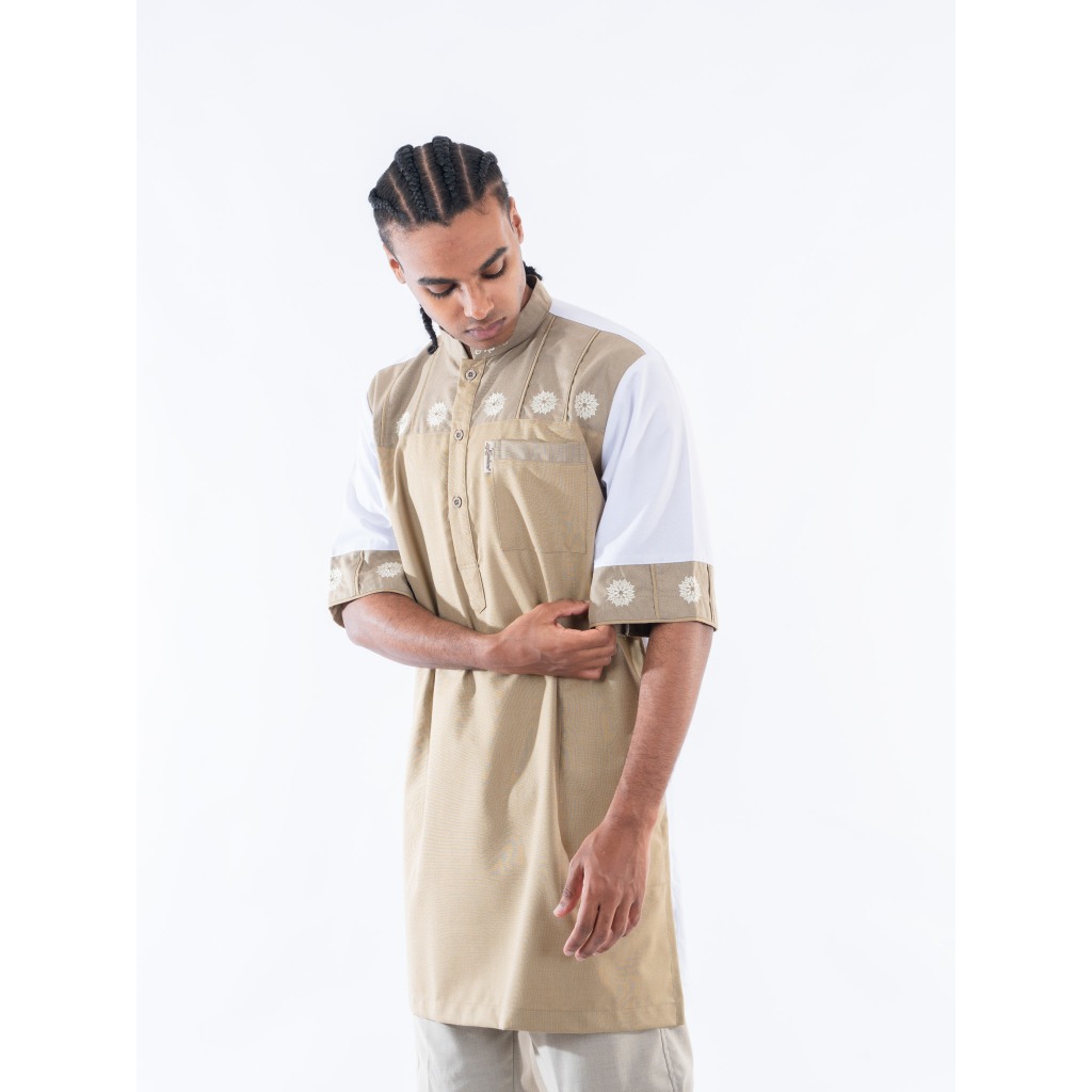 KAMILIANO Kurta Lengan Pendek Pria TABISH CREAM