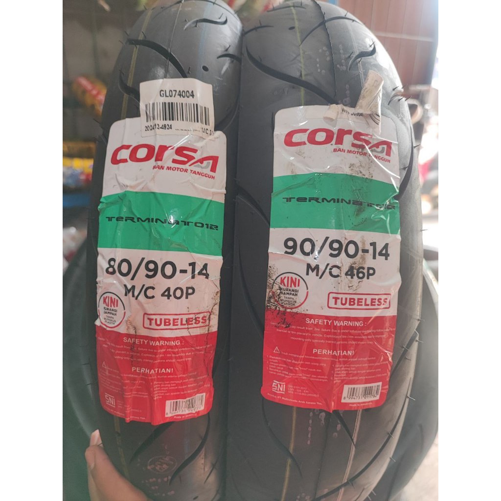 SNI 1SET BAN CORSA 80/90-14 DAN 90/90-14 TERMINAT 012 Ban Motor Matic VARIO 125, BEAT, MIO, LEXI S, 