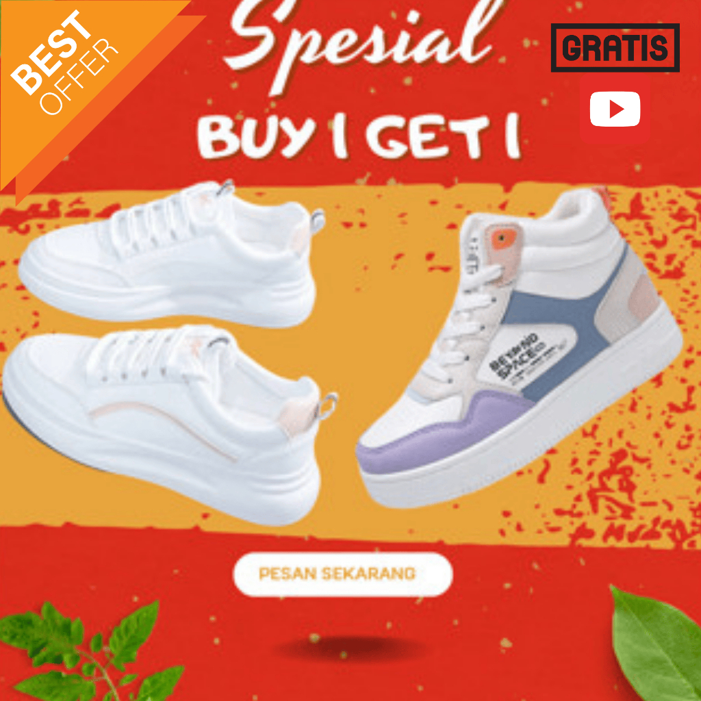 Sepatu PROMO Paket Kombinasi Buy 1 Get 1  Kets Sneakers Bot Wanita Beyound Space & JN-002 GRATIS  YT