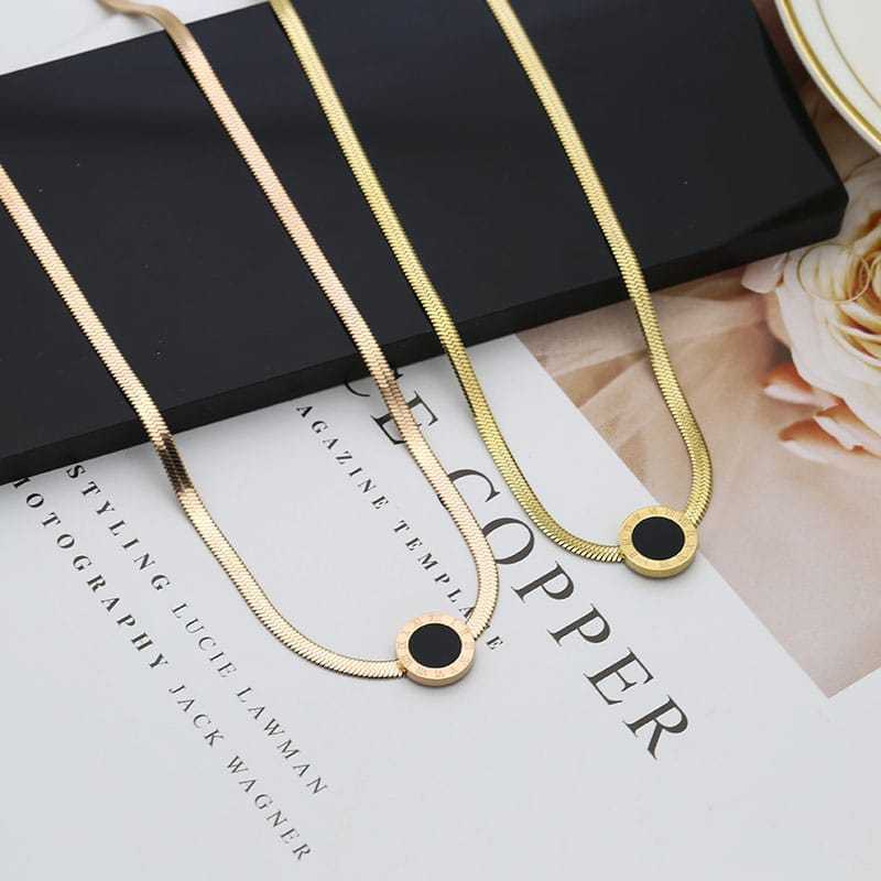 Kalung Titanium Wanita Rose Gold / Kalung Titanium Wanita Model Pipih Elegan