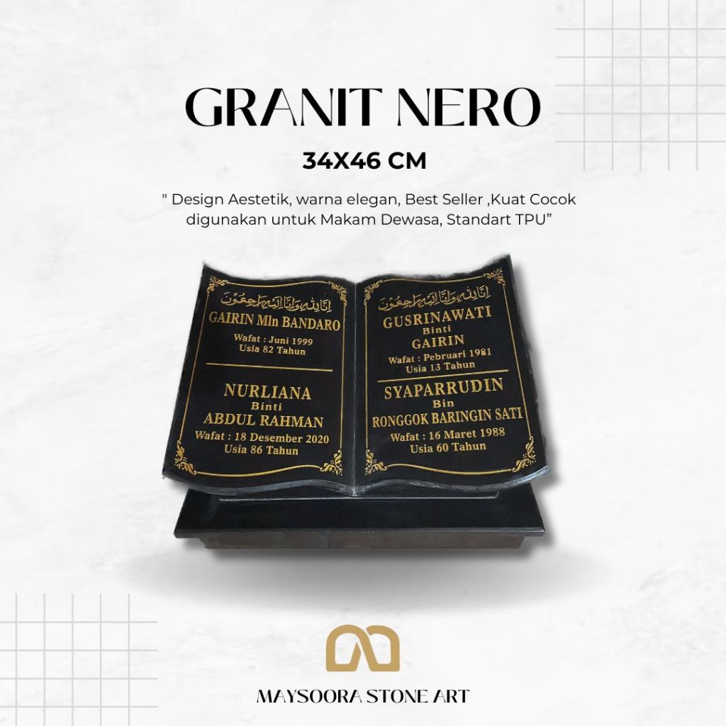 BATU NISAN BUKU GRANIT ALAM NERO