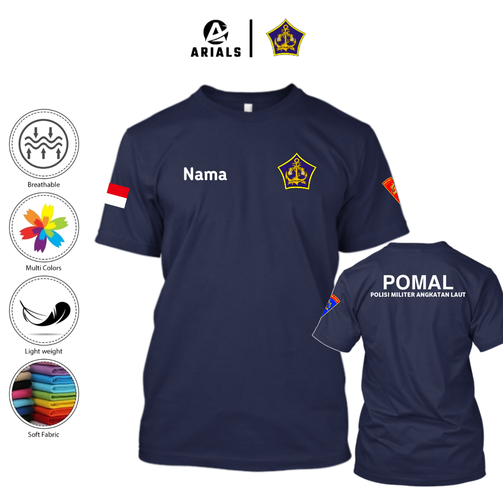 Arials Kaos Baju POMAL Polisi Militer Angkatan Laut