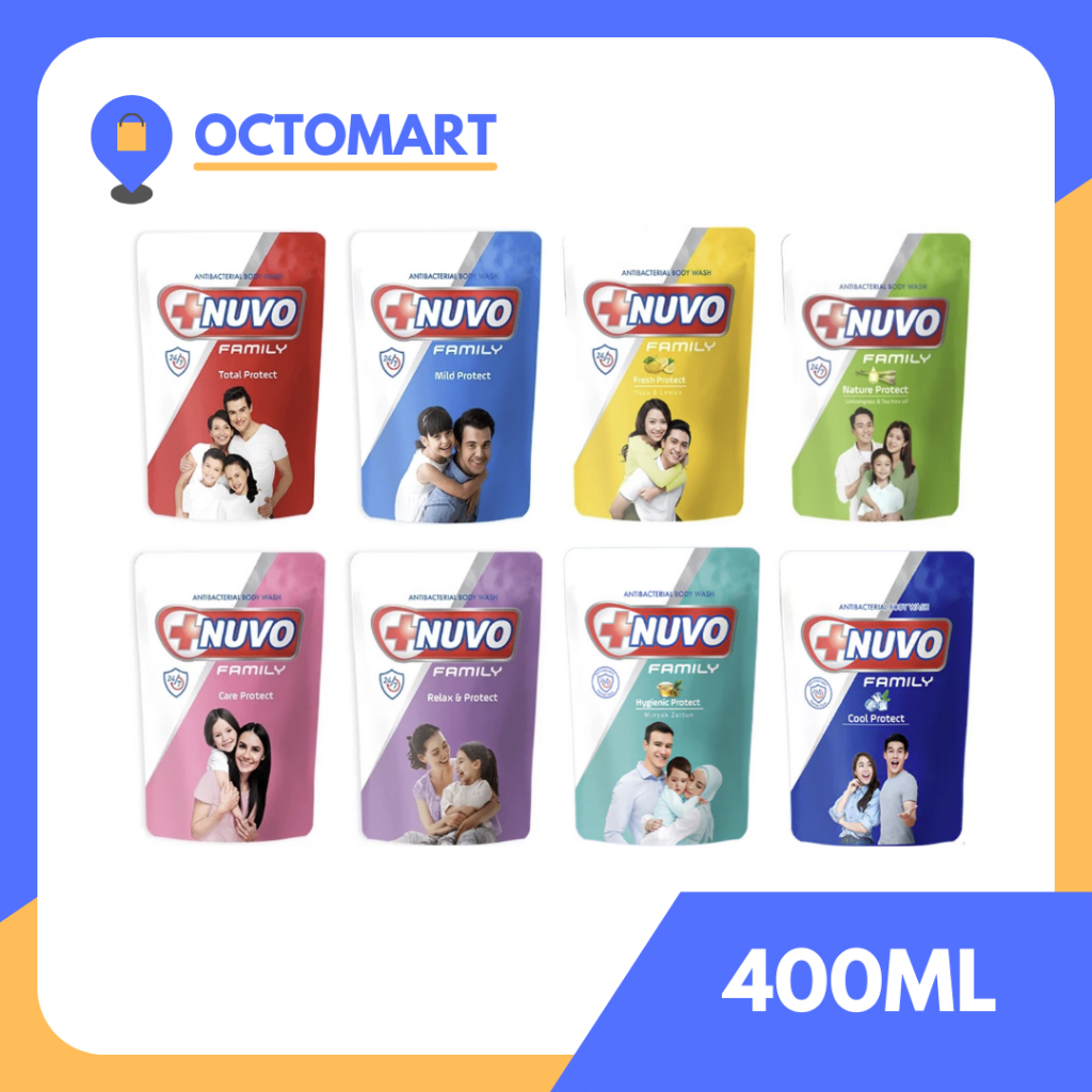 NUVO Sabun Mandi Cair Refill 400ML / 450ML Total Mild Nature Care Fresh Relax Sakinah Protect Bodywa