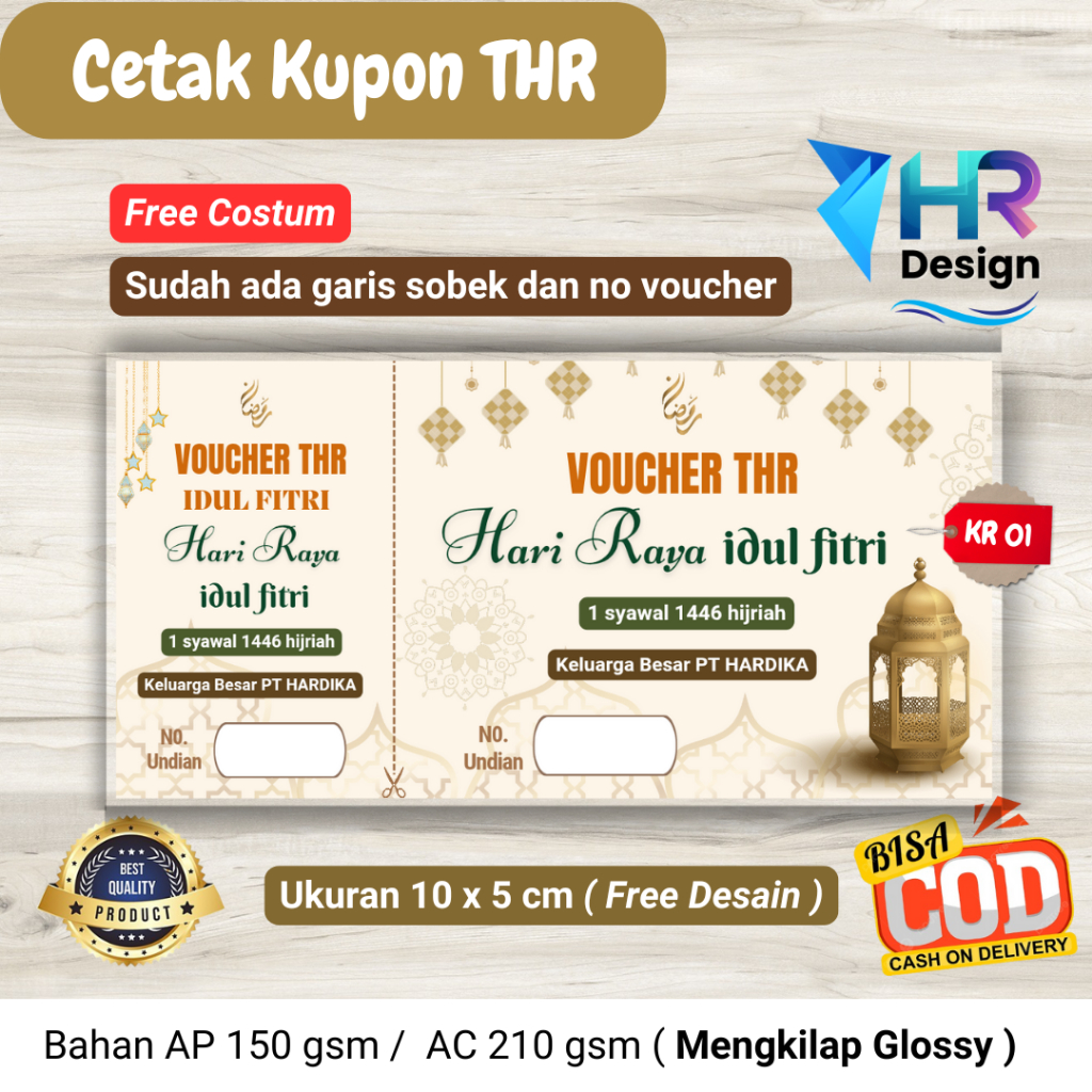 

Voucher THR Idul Fitri Hari Raya/Kupon custum, kupon idul fitri , kupon halal bihalal, free desain