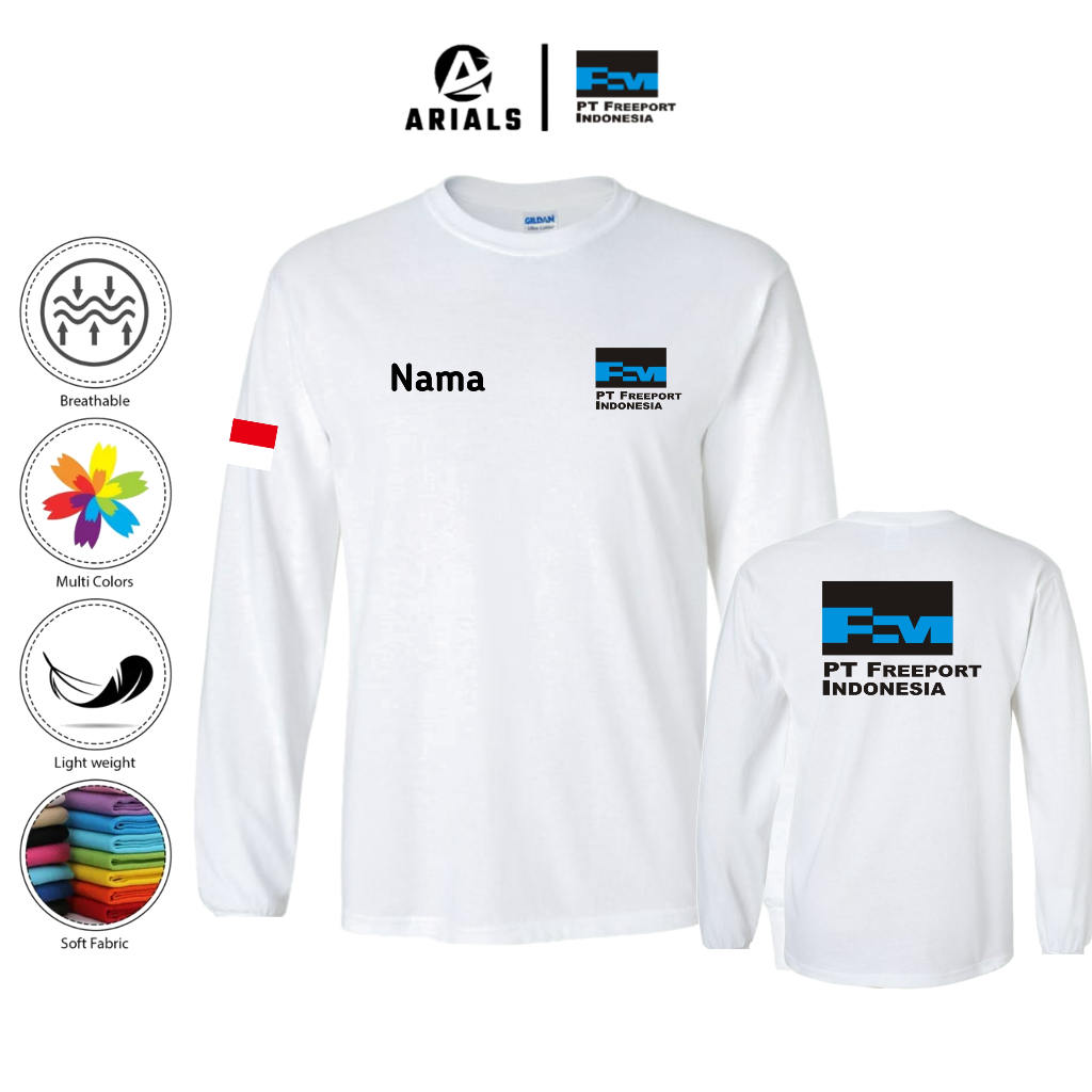Arials Kaos Baju Lengan Panjang PT. Freeport Indonesia Perusahaan Tambang Emas