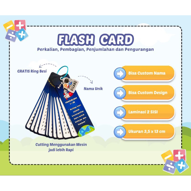 

flash card perkalian astronot