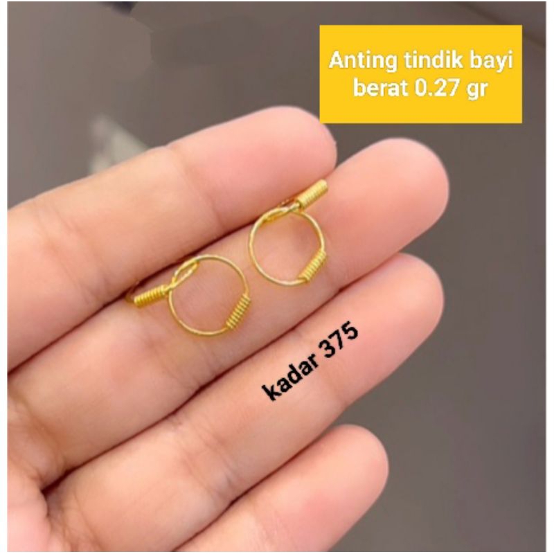 ANTING TINDIK BAYI BERAT 0.27 GR EMAS KADAR 375/8K