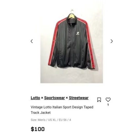 Vintage Lotto Italian Sport Design Taped Track Jacket original