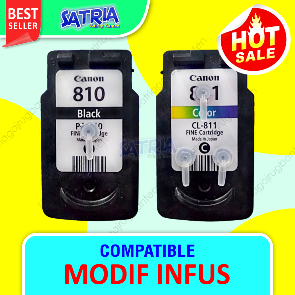 Cartridge 810 811 Catridge Tinta Canon PG-810 CL-811 Compatible iP2770 MP237 Siap Pakai Modif Infus