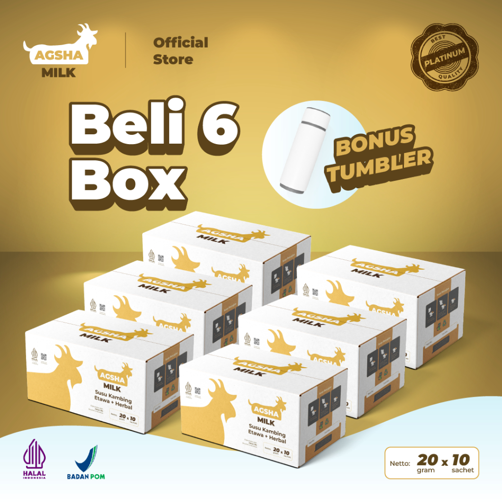 

Agsha Milk Susu Kambing Etawa Full Cream Paket 6 Box (1 Box isi 10) | Original 100% Murni Bubuk