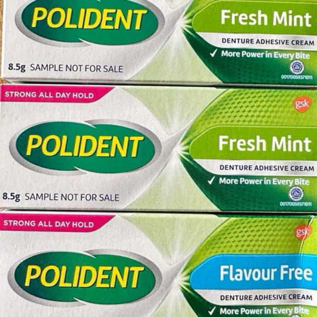 Polident flavour free lem gigi palsu UKURAN KECIL / MINI / TRAVEL PACK 8.5 GRAM perekat gigi palsu