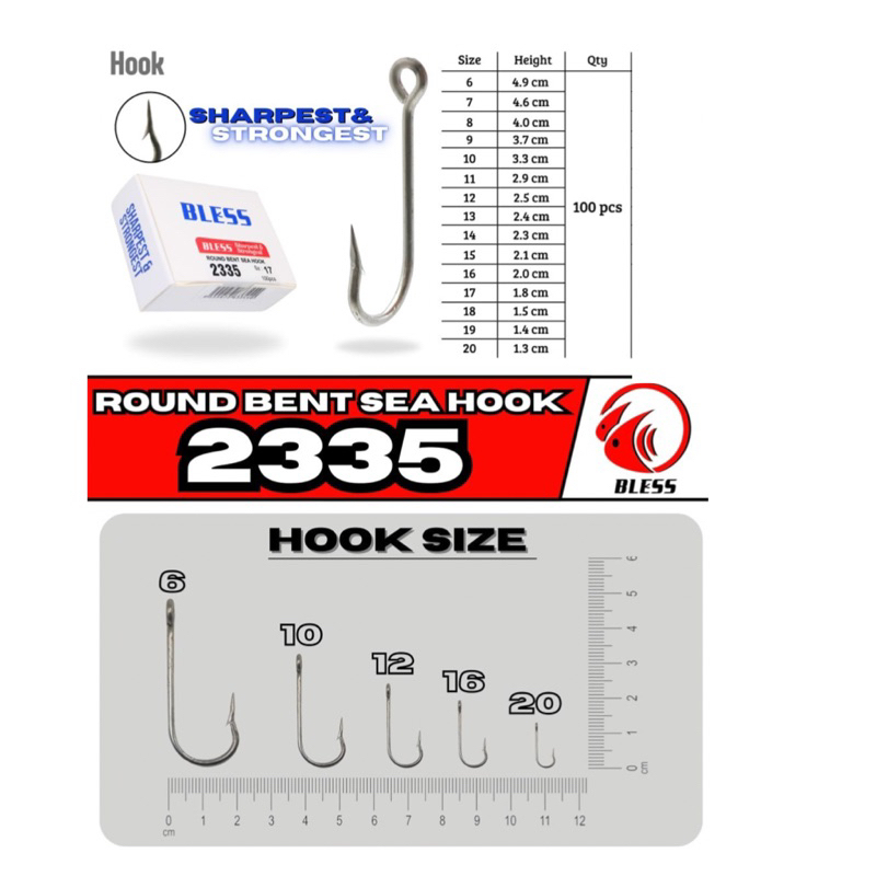 Kail Panjang isi 100 BLESS 2335 Round Bent Sea Hook