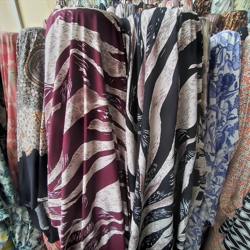 bahan kain katun rayon motif zebra-kain rayon viscose premium