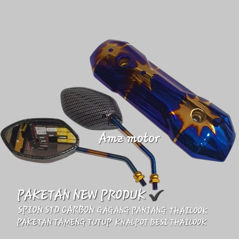 KACA SPION STANDAR THAILOOK PAKET TUTUP KNALPOT BESI MOTOR BEAT VARIO KARBU/BEAT FI ISS ESP/SPACY