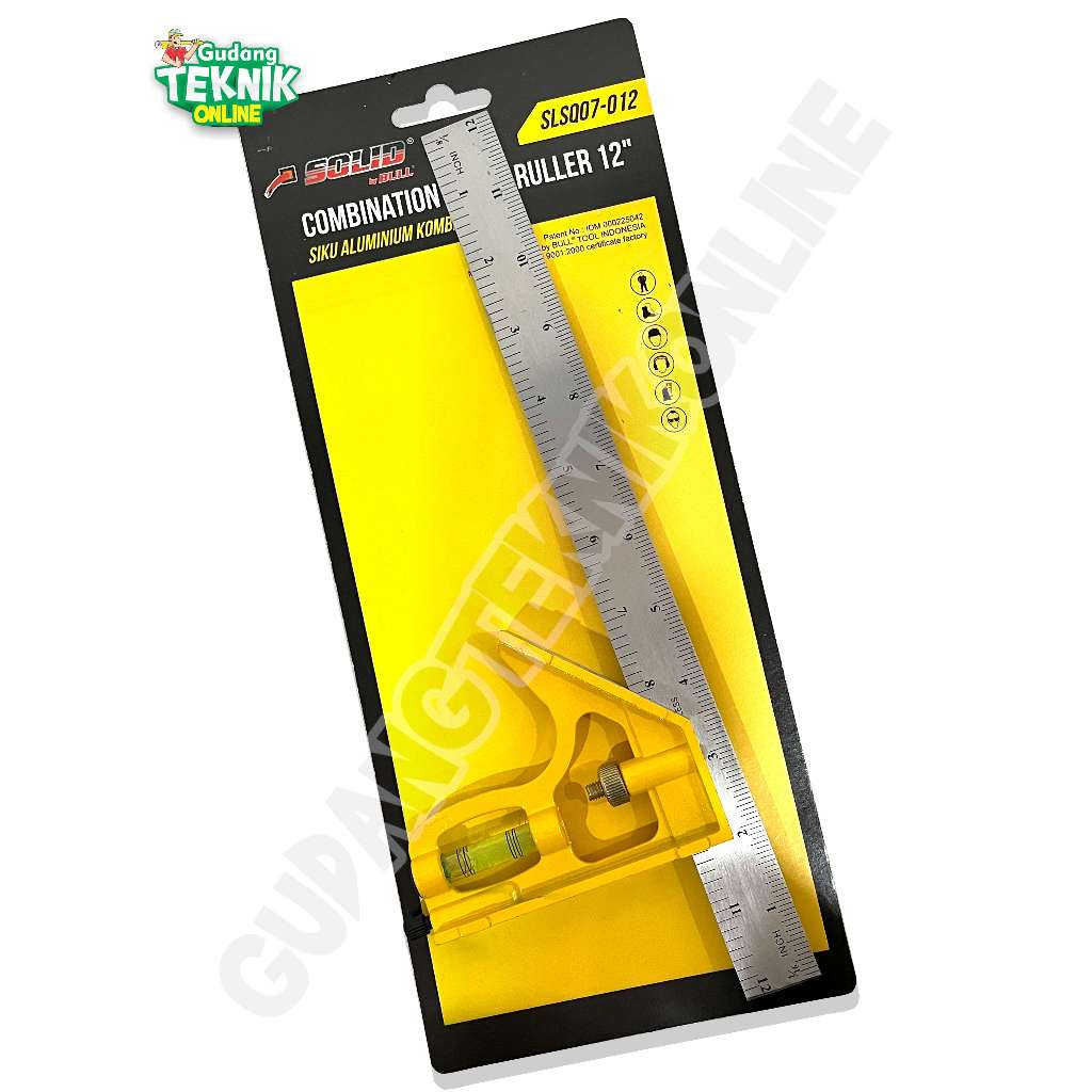 

Siku Penggaris Tukang Waterpass 12" SOLID SLSQ07-012 Aluminium KUNING / Penggaris SIku Tukang Bangunan Water Pas 12 Inch Waterpas Pasekon SOLID