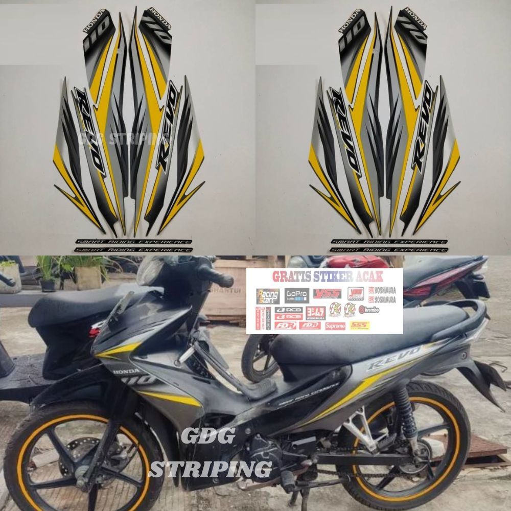 Striping Stiker Honda Revo 2009 110 Absolut Kuning Murah GDG
