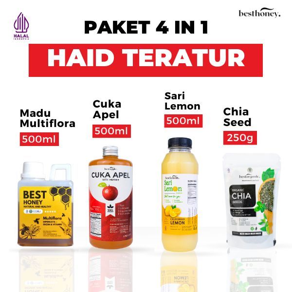 

Best Honey Paket 4in1 Teratur Cuka Apel Madu Multiflora Sari Lemon Chia Seed Original 500ml