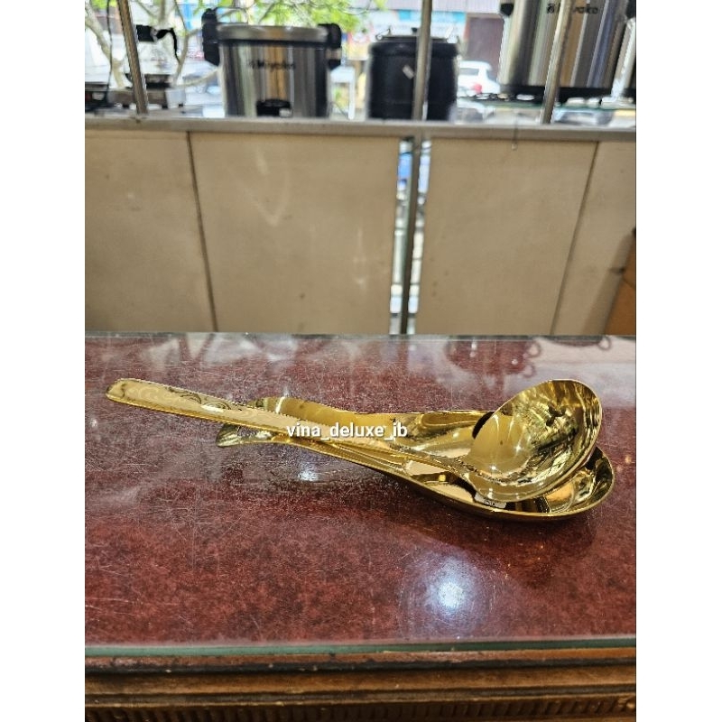 Sendok Prasmanan & Tatakan Sendok Stainless Gold