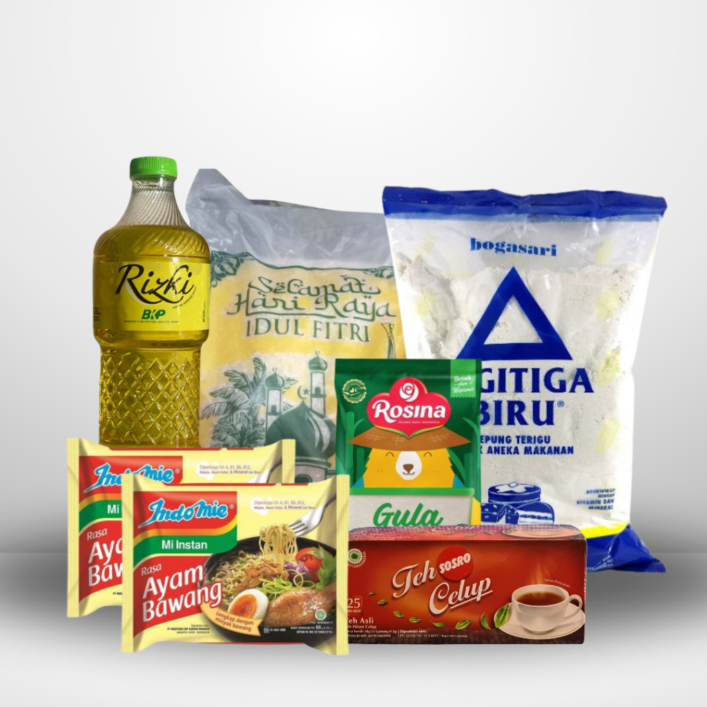 

Paket Sembako Ramadhan – Beras Zakat Fitri 2.5kg, Tepung, Minyak, Gula, Indomie, Teh Celup