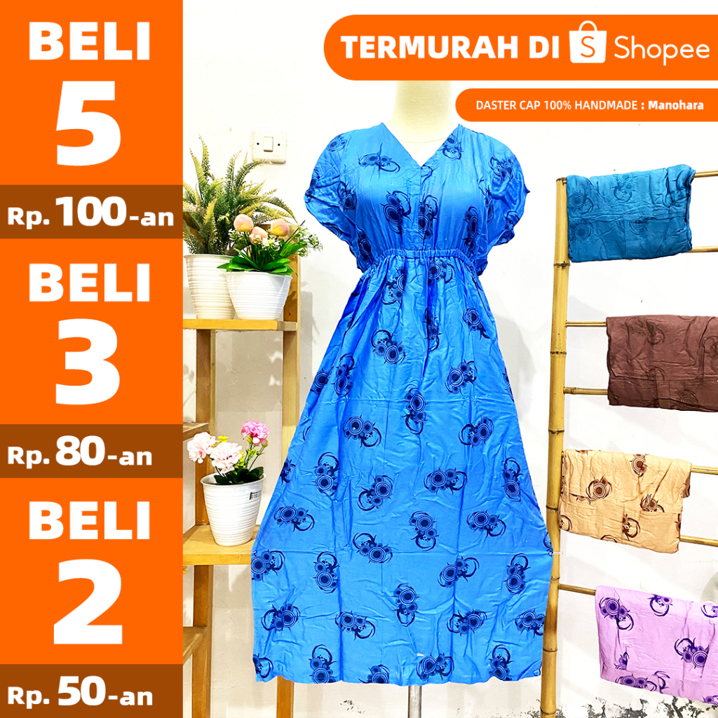 Daster Kekininan Murah Model Manohara Rayon Katun 100% Handmade Motif Cap Konveksi Bisa Pilih Warna