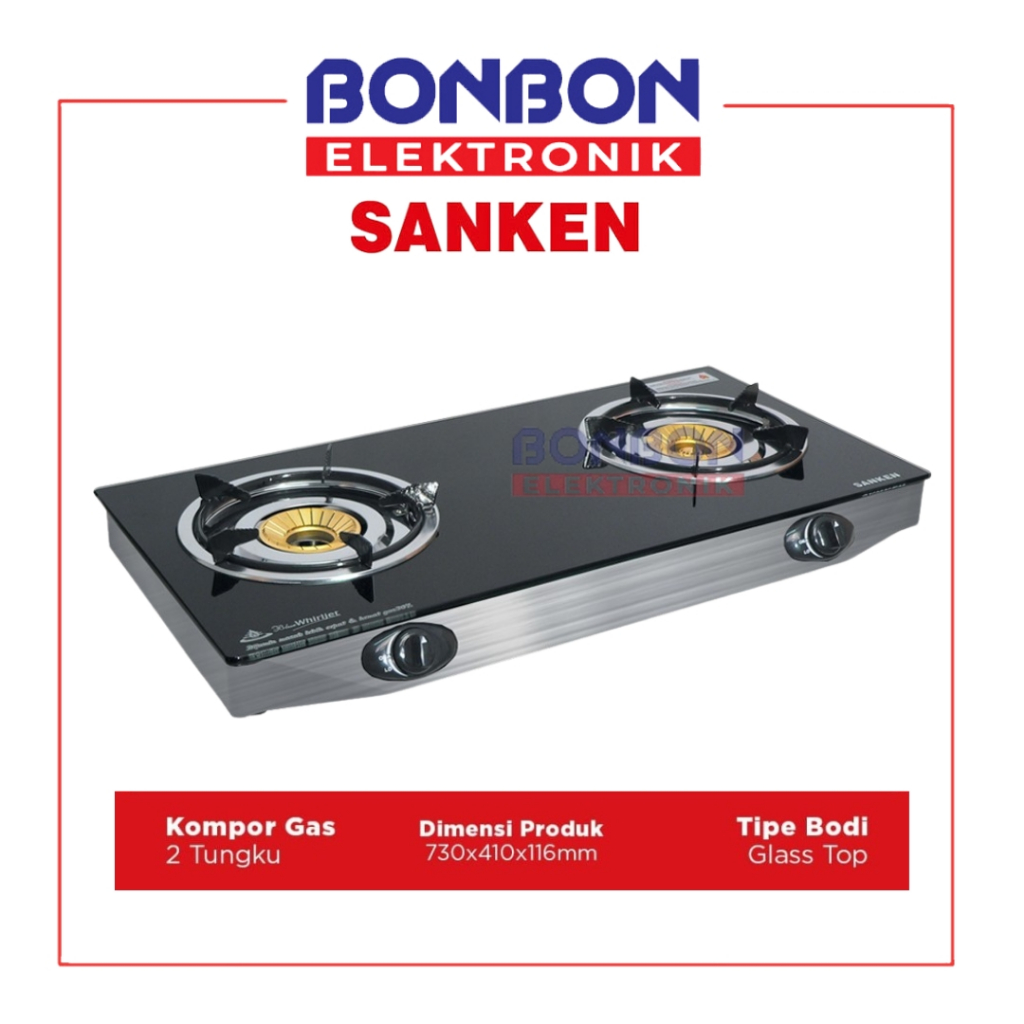 SANKEN Kompor Gas 2 Tungku SG-369DX2 Kaca / SG 369DX2