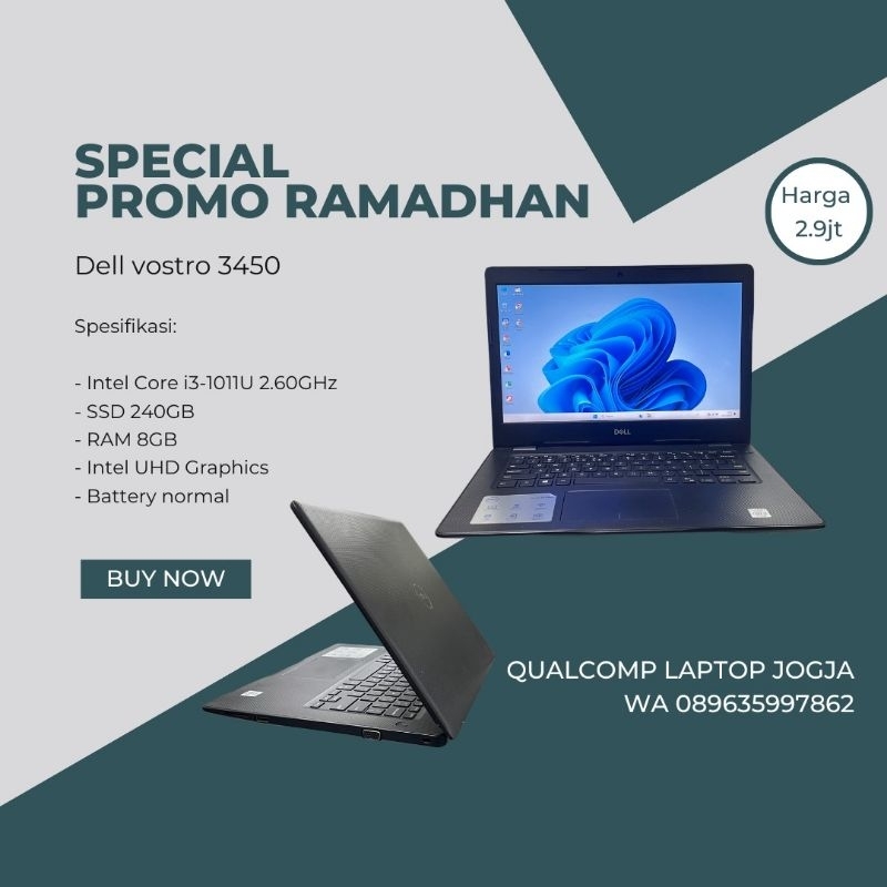 laptop bisnis Dell vostro 3490 i3 gen 10 8/240gb garansi